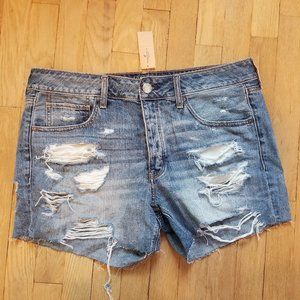 American Eagle Blue Jean Denim Distressed Tomgirl Shorts Women's Size 12 NWT